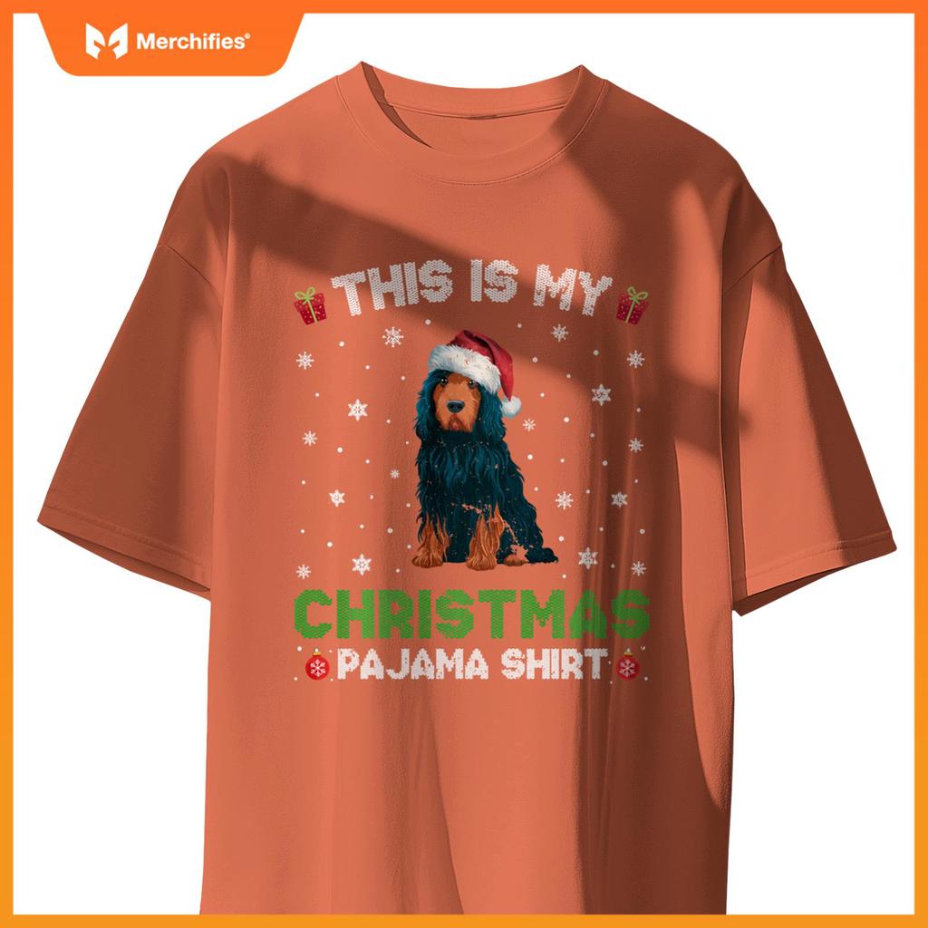 Portuguese Water Dog Wearing Santa Hat Matching Xmas Pajama T-Shirt