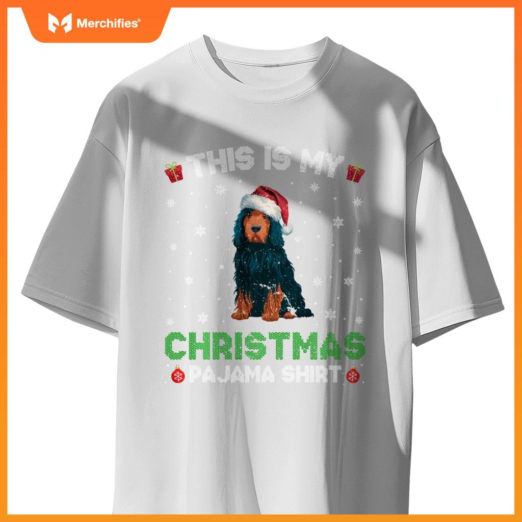 Portuguese Water Dog Wearing Santa Hat Matching Xmas Pajama T-Shirt