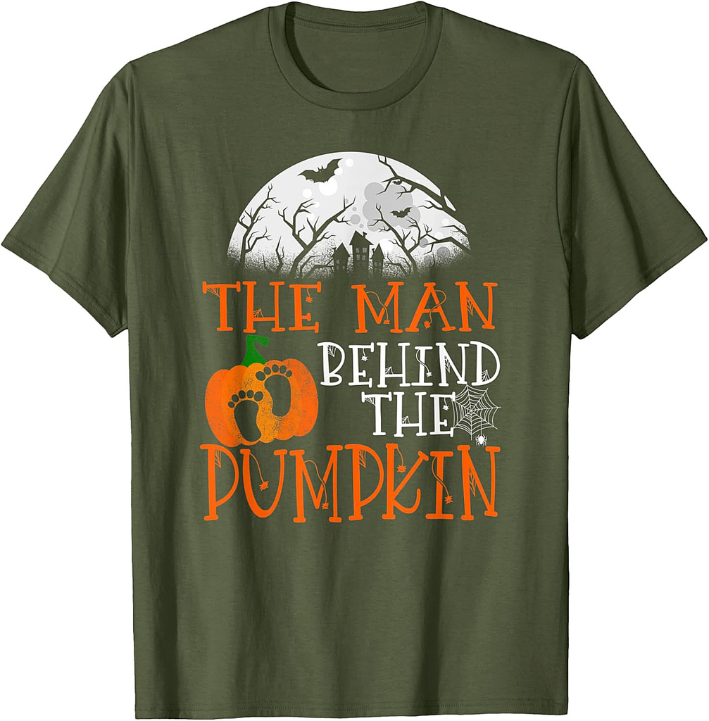 Pregnancy Announcement Halloween Costume Man Behind Pumpkin T-Shirt