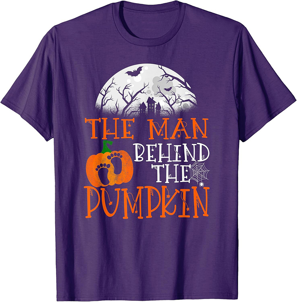 Pregnancy Announcement Halloween Costume Man Behind Pumpkin T-Shirt