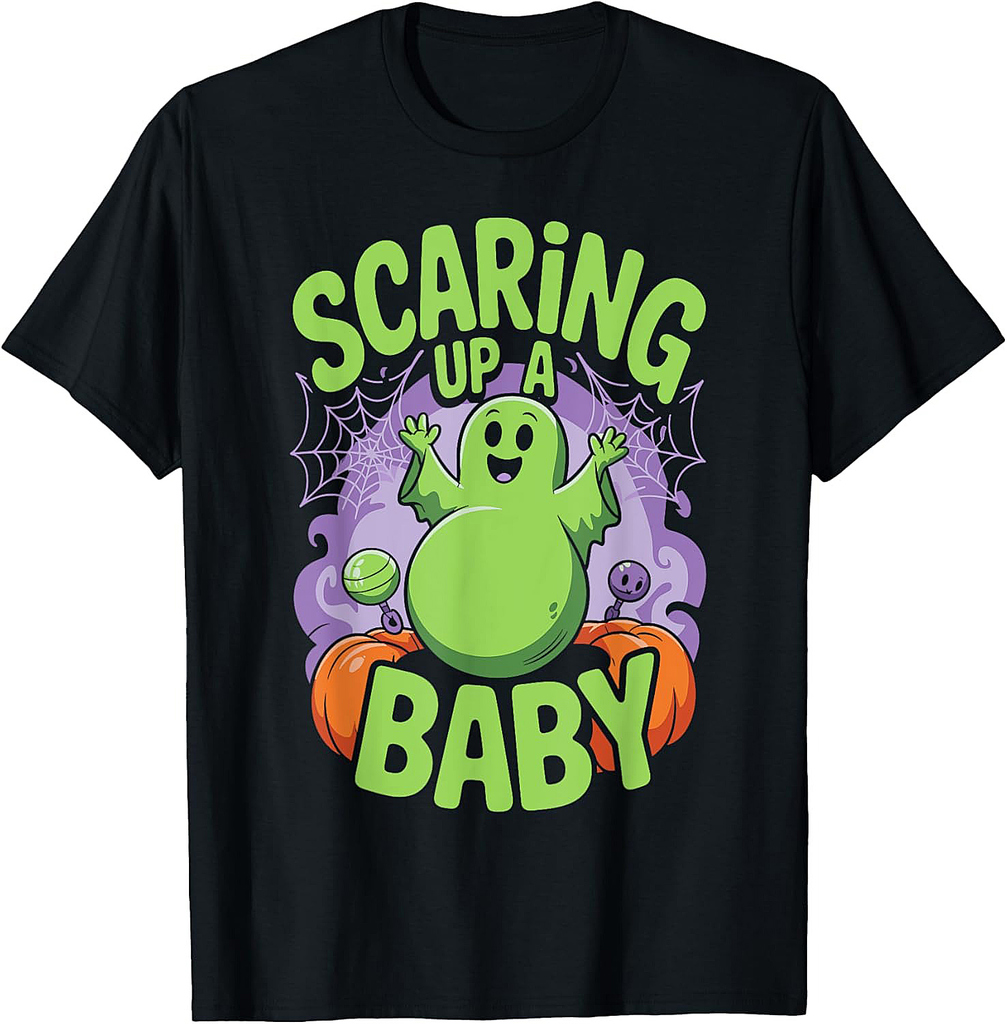 Pregnant Halloween Bump Costume Spooky Mama Baby Boo Vibes T-Shirt