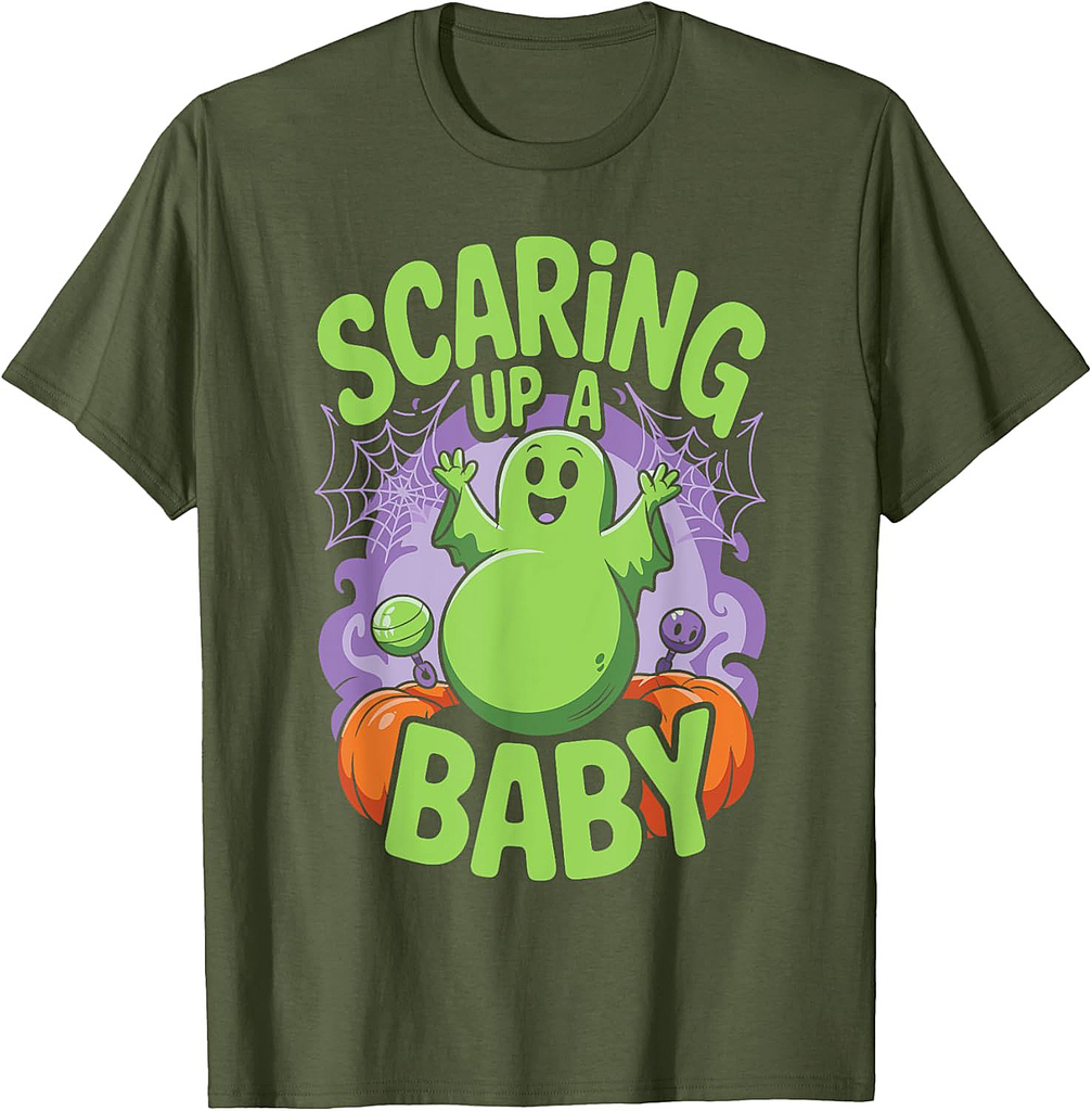 Pregnant Halloween Bump Costume Spooky Mama Baby Boo Vibes T-Shirt