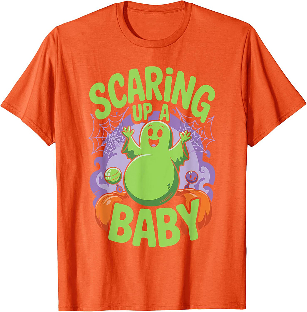 Pregnant Halloween Bump Costume Spooky Mama Baby Boo Vibes T-Shirt
