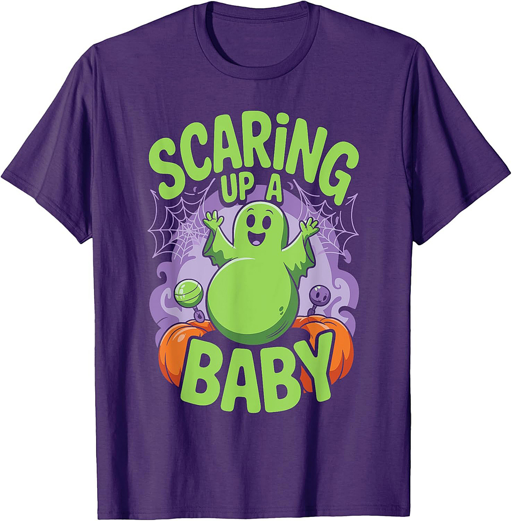 Pregnant Halloween Bump Costume Spooky Mama Baby Boo Vibes T-Shirt