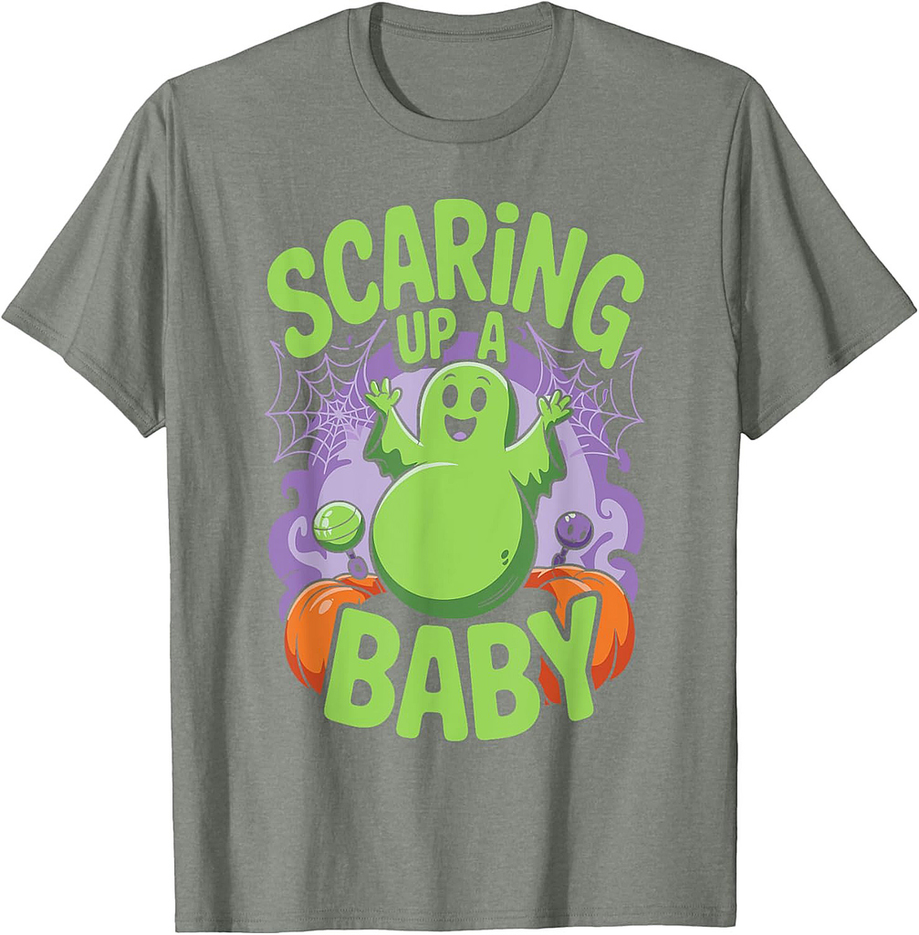 Pregnant Halloween Bump Costume Spooky Mama Baby Boo Vibes T-Shirt