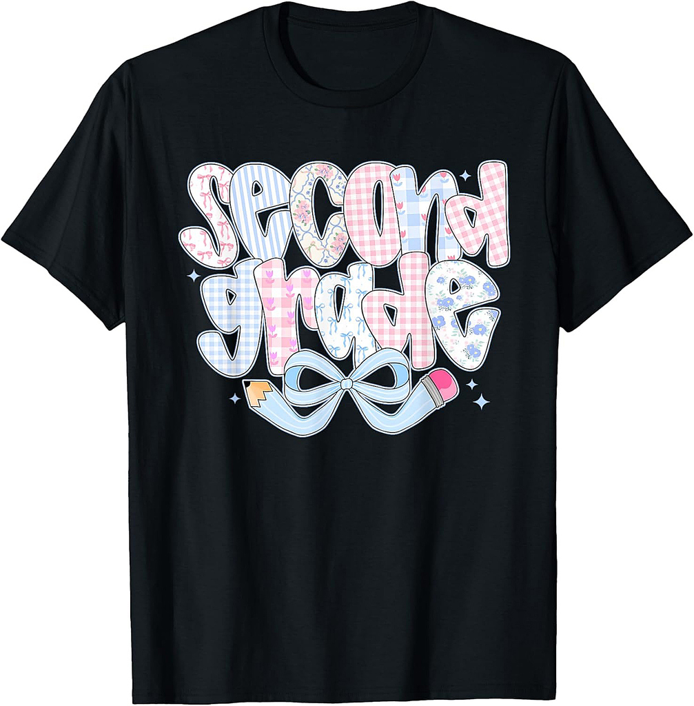 Preppy Second Grade Coquette Bow Back To School Teachers Kid T-Shirt