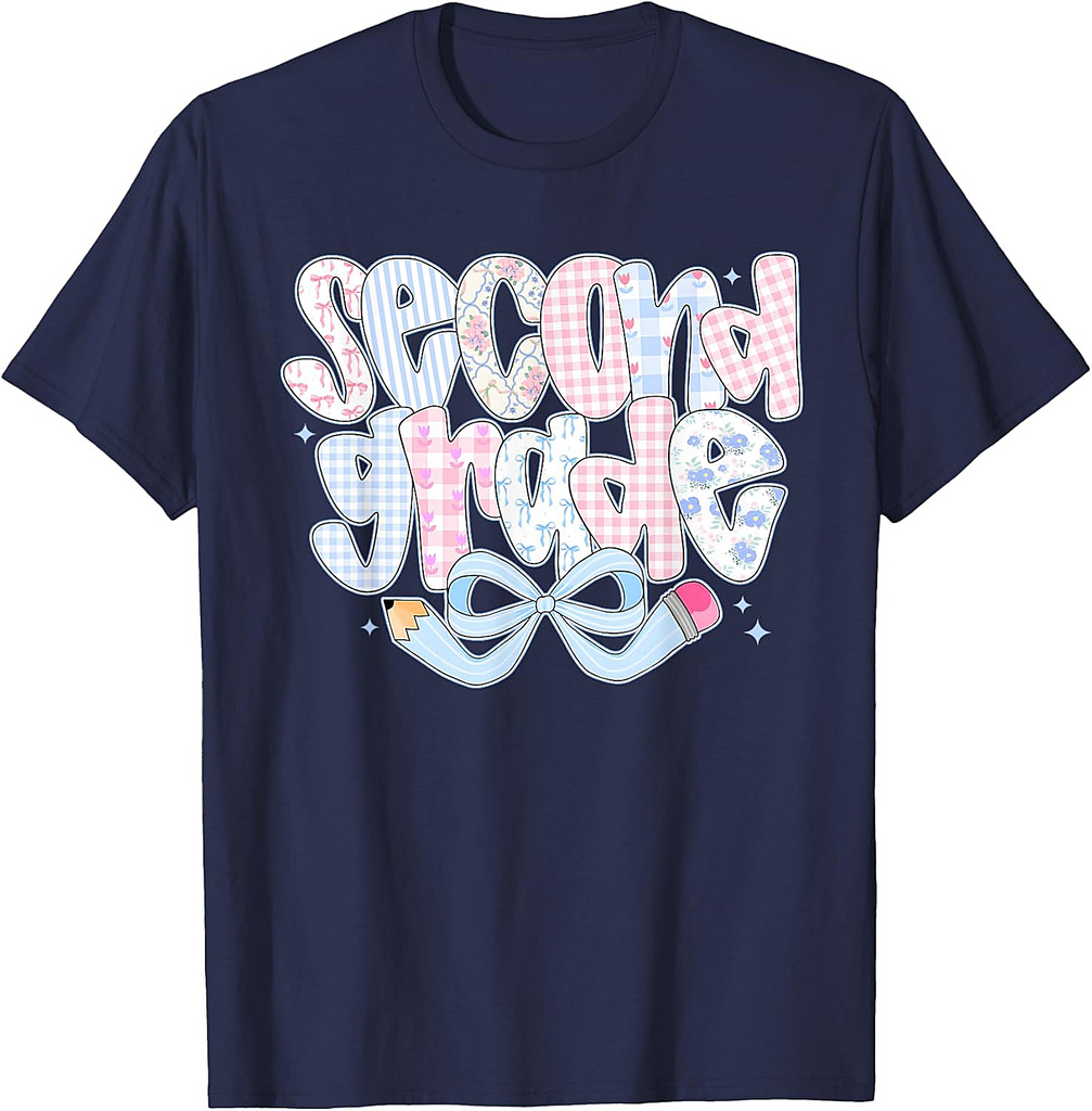 Preppy Second Grade Coquette Bow Back To School Teachers Kid T-Shirt