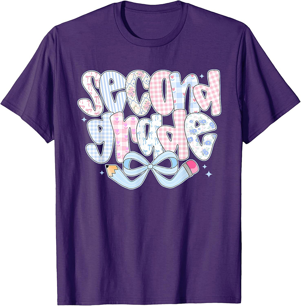 Preppy Second Grade Coquette Bow Back To School Teachers Kid T-Shirt