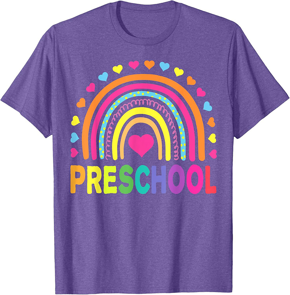 Preschool Rainbow Girls Boys Kids Teacher Back To School T-Shirt