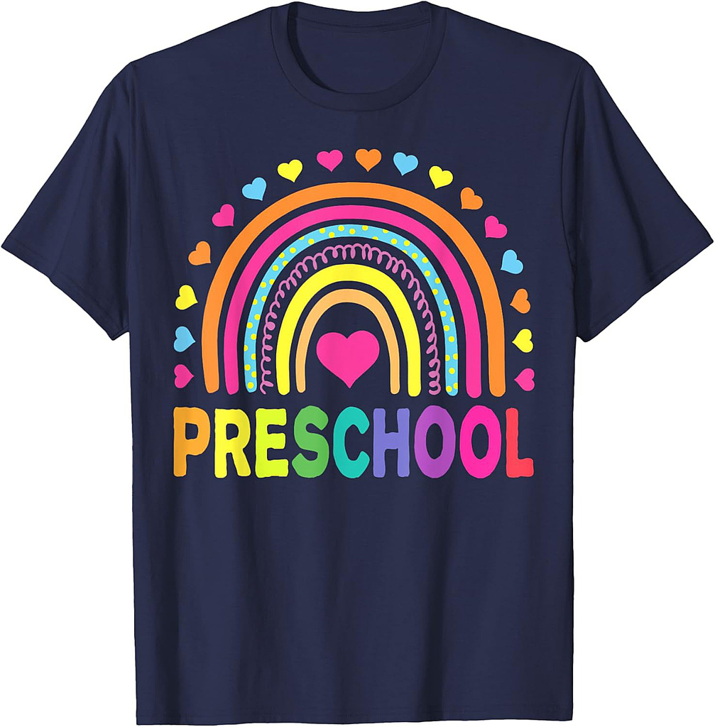 Preschool Rainbow Girls Boys Kids Teacher Back To School T-Shirt