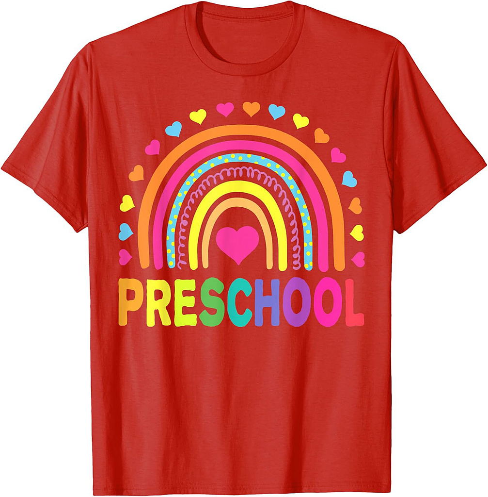 Preschool Rainbow Girls Boys Kids Teacher Back To School T-Shirt