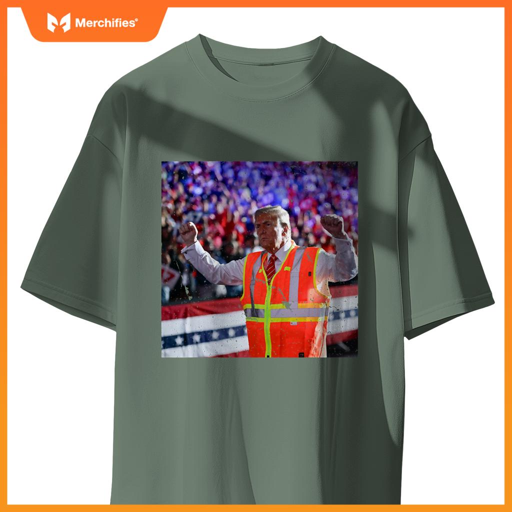 President Trump Garbage Truck Worker Vest MAGA 2025 T-Shirt