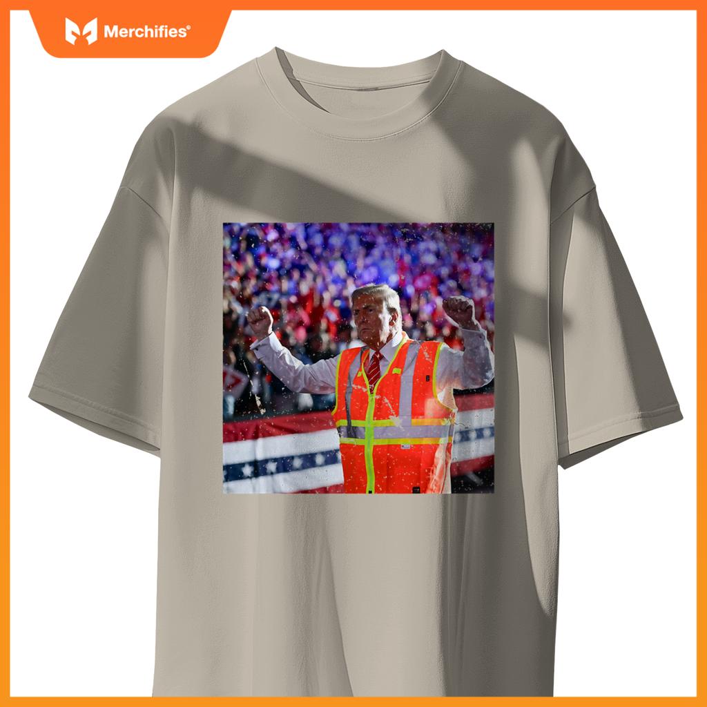 President Trump Garbage Truck Worker Vest MAGA 2025 T-Shirt