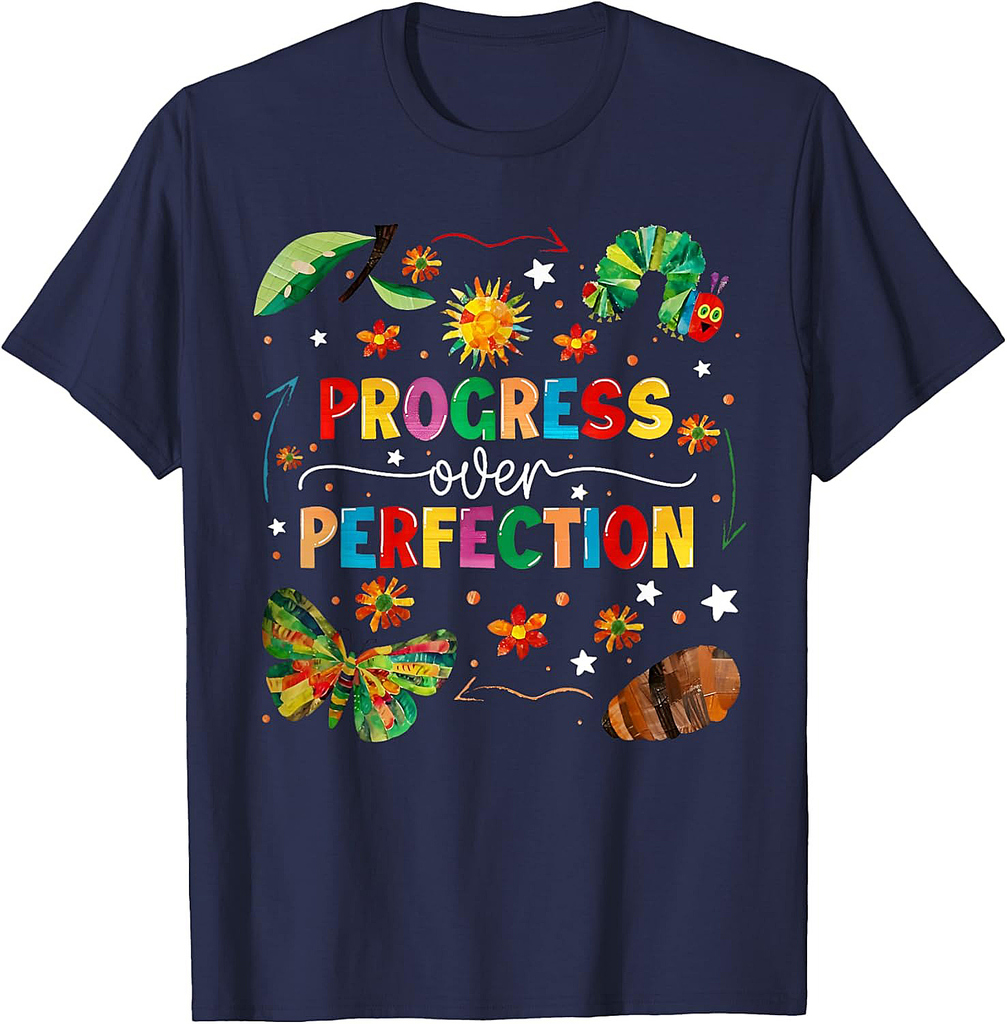 Progress Over Perfection Teacher Student Back To School T-Shirt