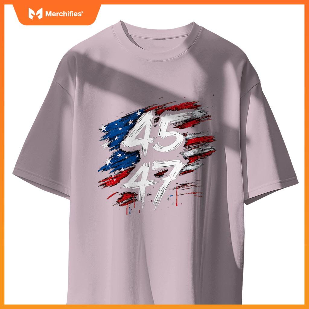 Proud MAGA USA Flag Patriotic American 45 47 Trump Graffiti T-Shirt