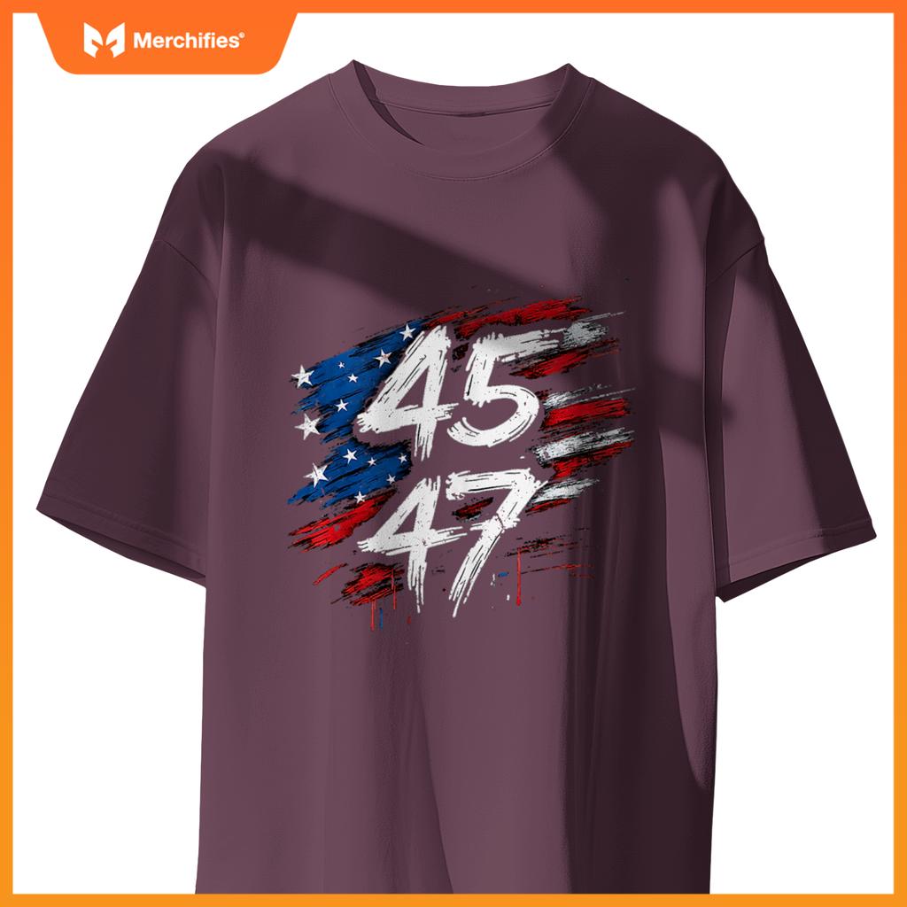 Proud MAGA USA Flag Patriotic American 45 47 Trump Graffiti T-Shirt