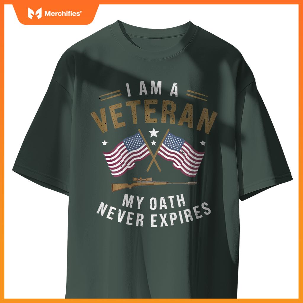 Proud Veteran My Oath Never Expires Patriotic Military T-Shirt