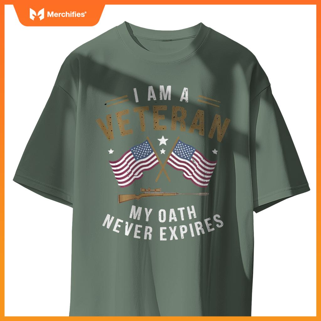 Proud Veteran My Oath Never Expires Patriotic Military T-Shirt