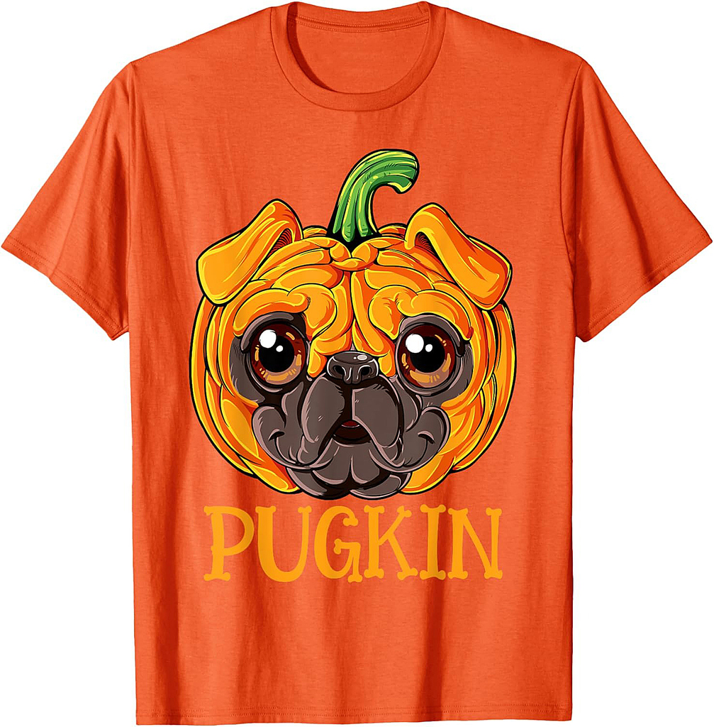 Pugkin Pug Pumpkin Halloween Thanksgiving Men Women Dog T-Shirt