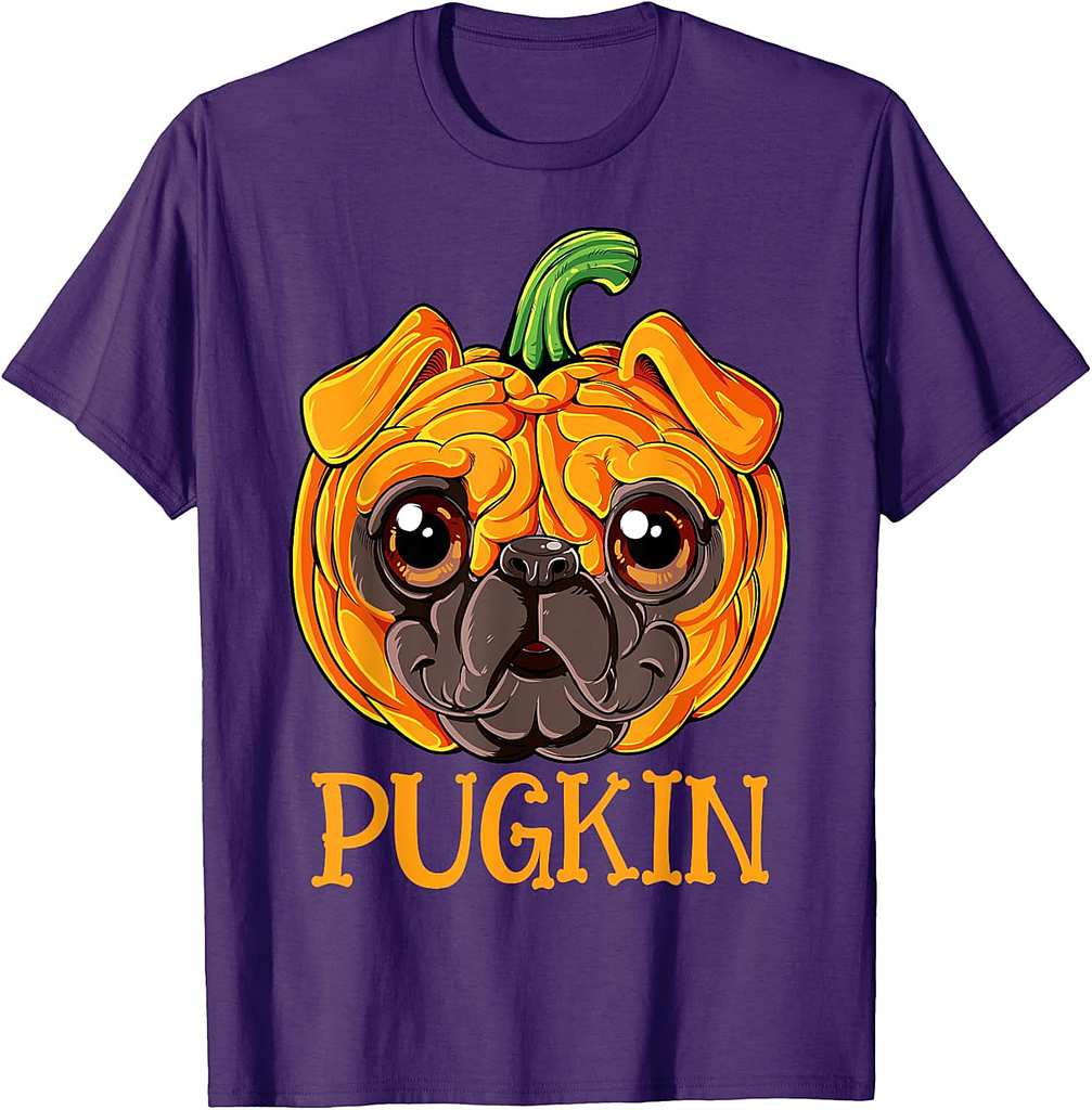Pugkin Pug Pumpkin Halloween Thanksgiving Men Women Dog T-Shirt