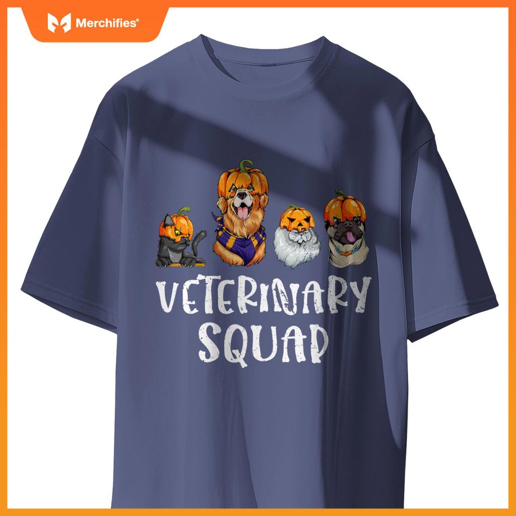 Pumpkin Cats and Dogs Fall Season Outfit Halloween Vet Squad T-Shirt