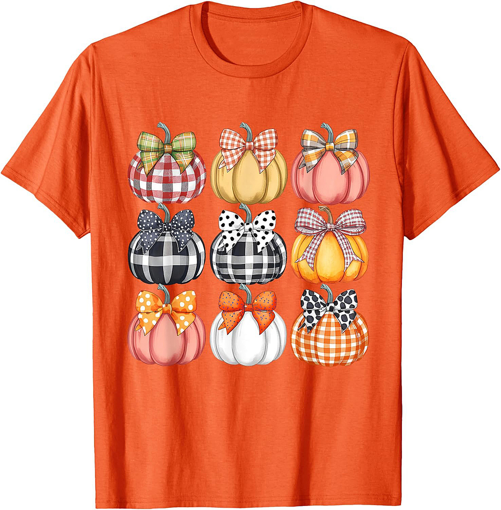Pumpkin Coquette Bow Fall Halloween Costume Spooky Season T-Shirt