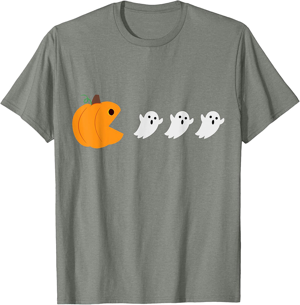 Pumpkin Ghost Retro Video Game Costume Funny Halloween Gifts T-Shirt