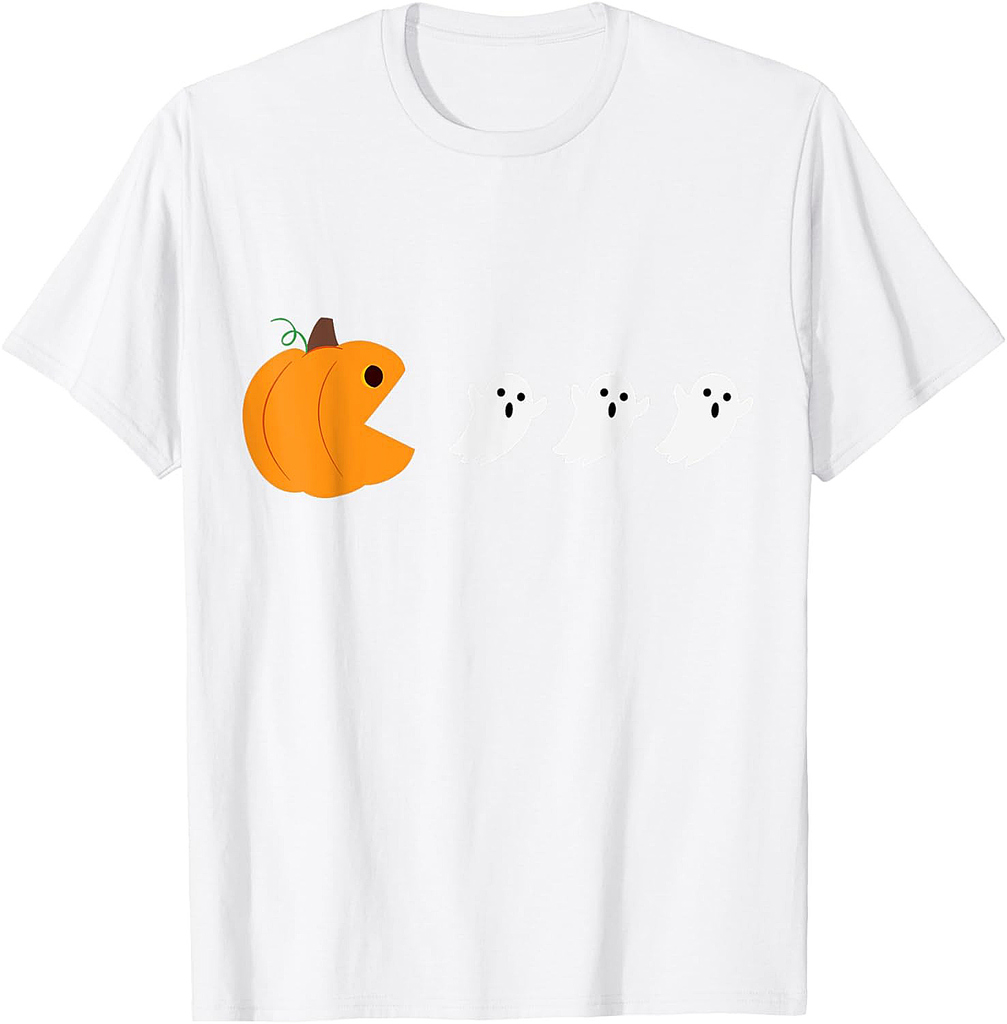 Pumpkin Ghost Retro Video Game Costume Funny Halloween Gifts T-Shirt