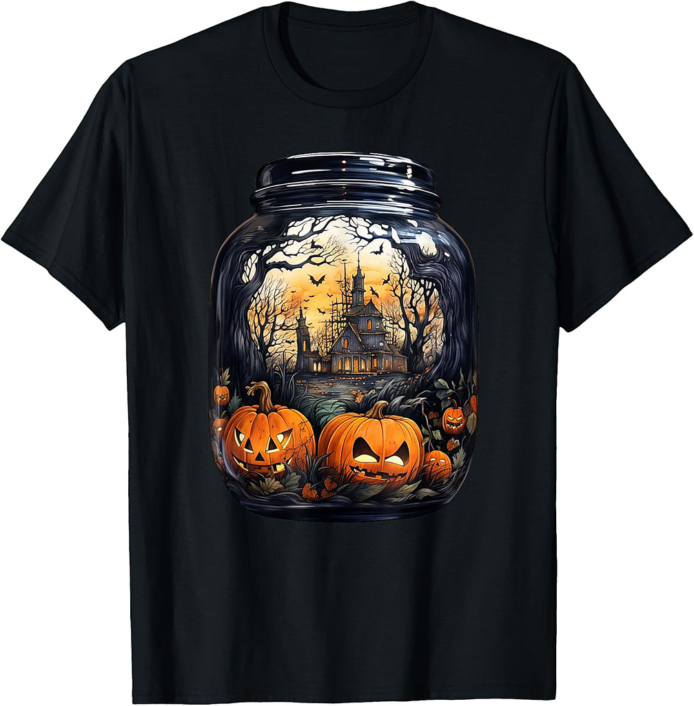 Halloween Pumpkin Shirt Women Costume Spooky Pumpkin Jar T-Shirt