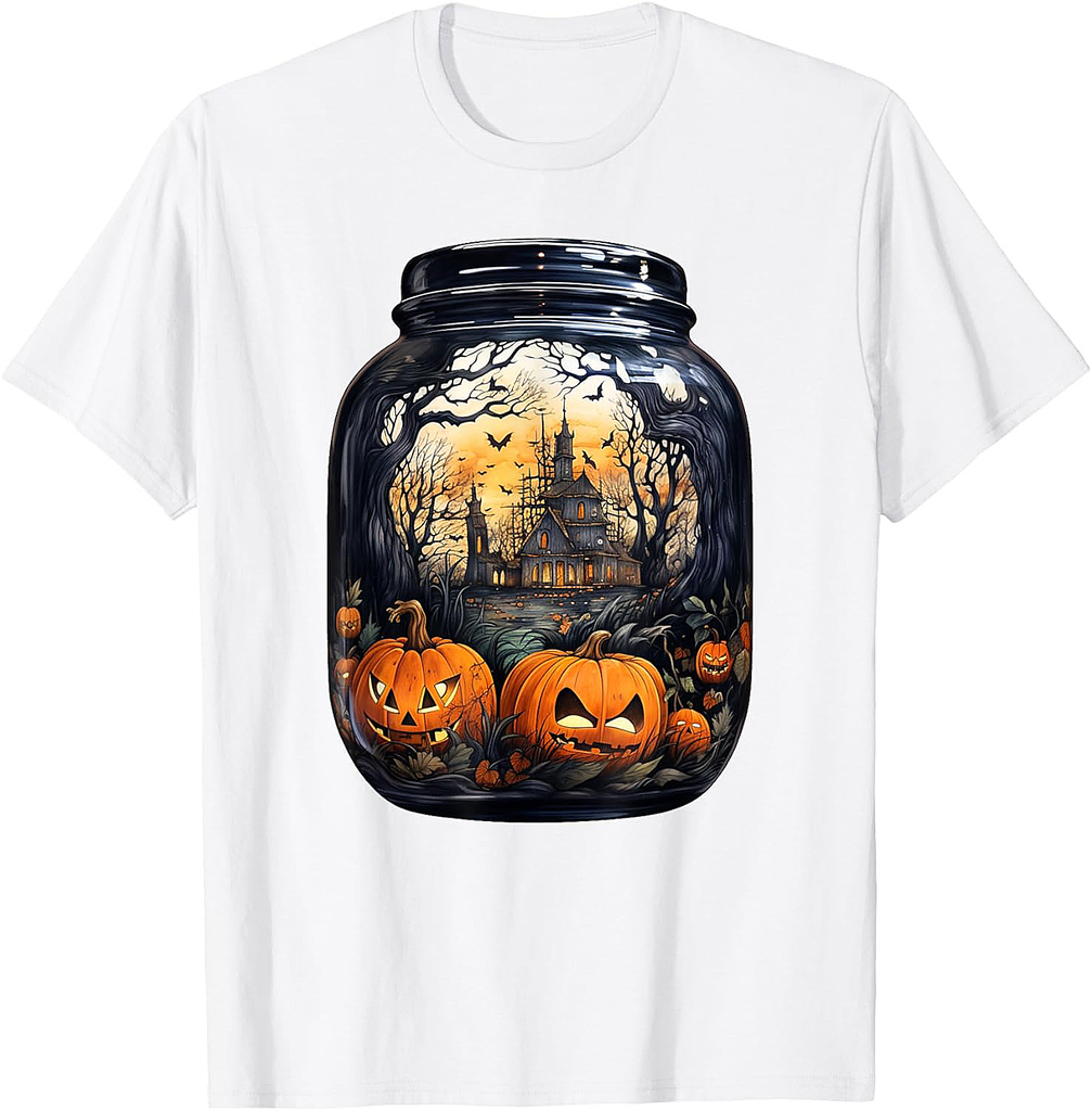 Halloween Pumpkin Shirt Women Costume Spooky Pumpkin Jar T-Shirt