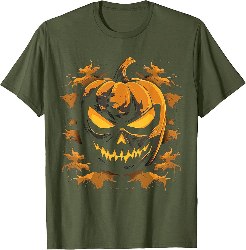 Pumpkin Jack O Lantern Scary Pumpkin Face Halloween T-Shirt