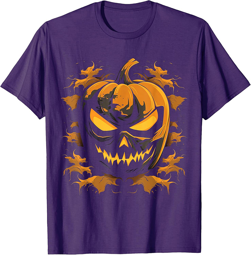 Pumpkin Jack O Lantern Scary Pumpkin Face Halloween T-Shirt