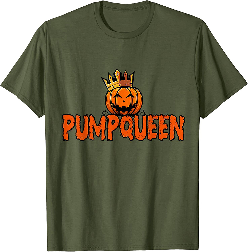 Pumpqueen Scary Pumpkin Face Couple Drinking Halloween T-Shirt