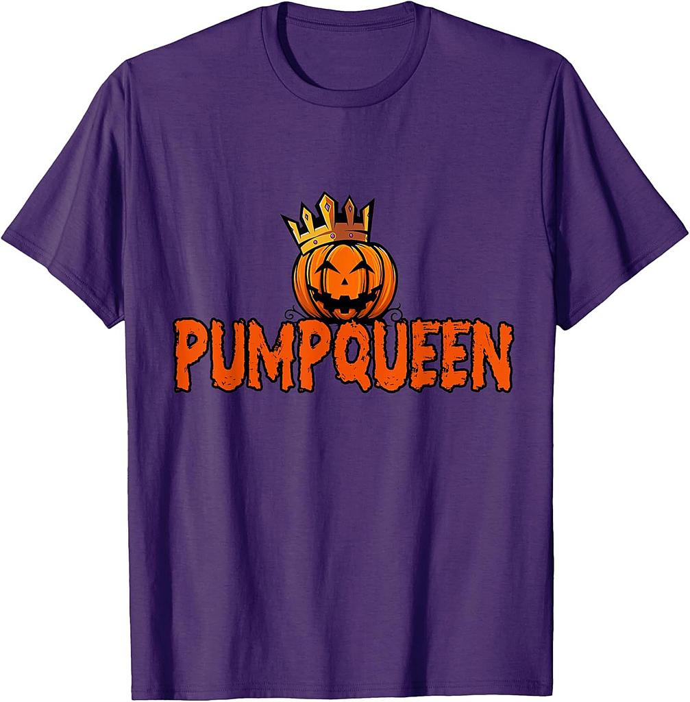 Pumpqueen Scary Pumpkin Face Couple Drinking Halloween T-Shirt