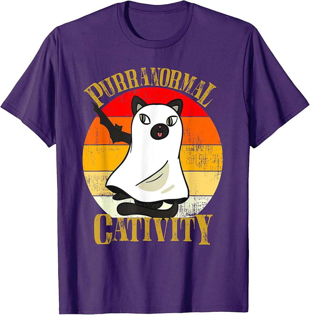 Purranormal Cativity Vintage Cat Ghost Halloween Costume T-Shirt