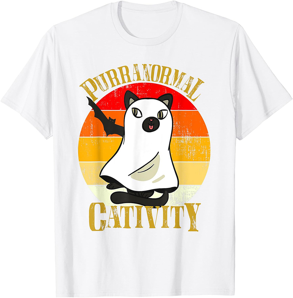 Purranormal Cativity Vintage Cat Ghost Halloween Costume T-Shirt