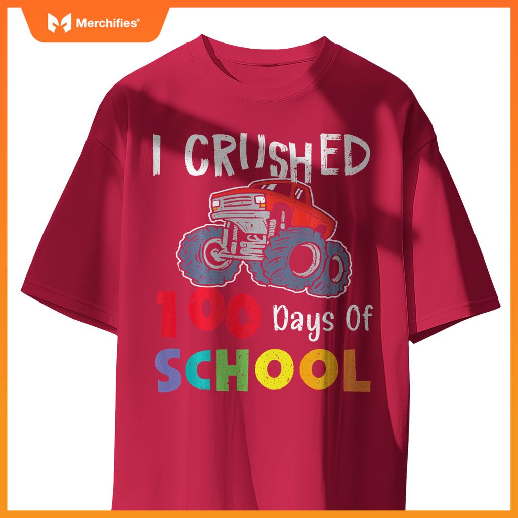I Crushed 100 Days Of School Monster Truck Kids T-Shirt