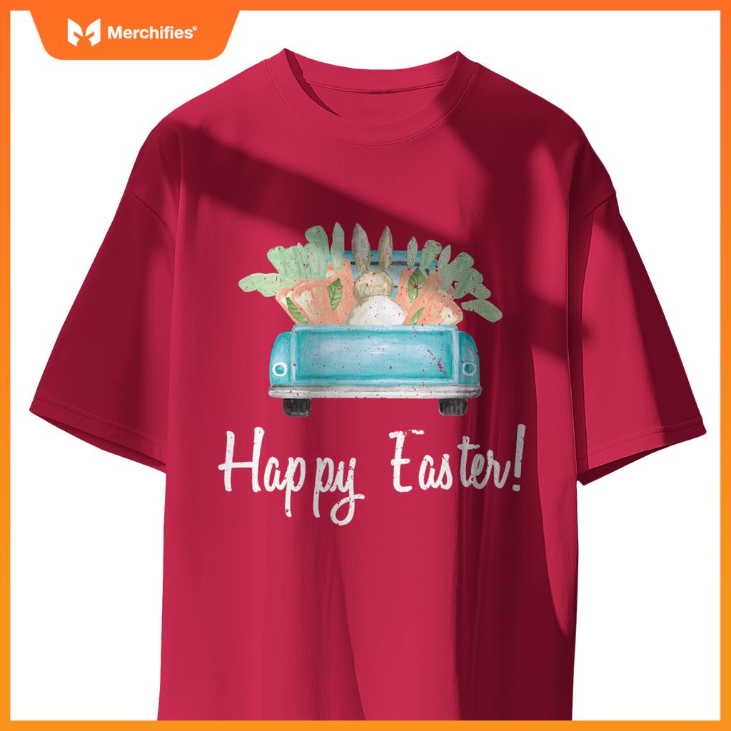 Happy Easter Watercolor Truck Party Teacher Cute T-Shirt