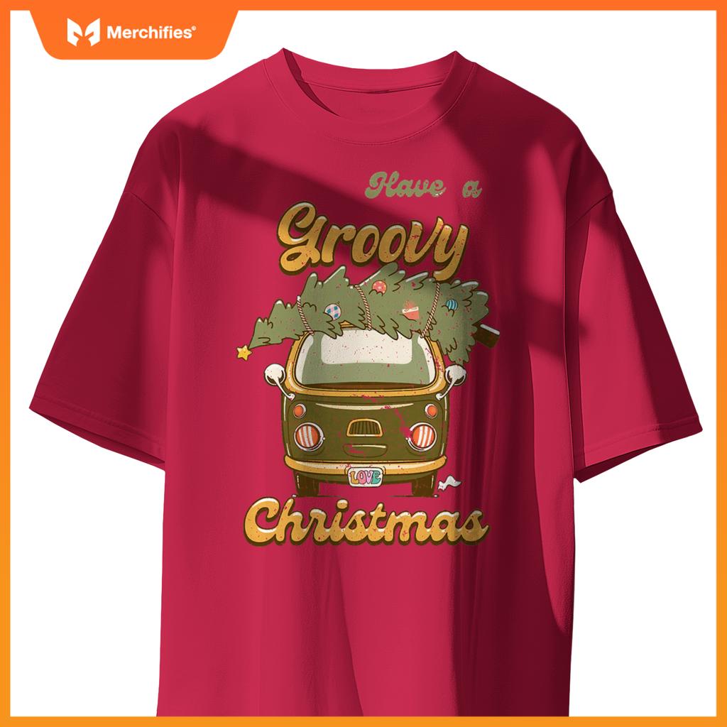 Have Yourself A Groovy Christmas Truck Happy Holiday Xmas T-Shirt