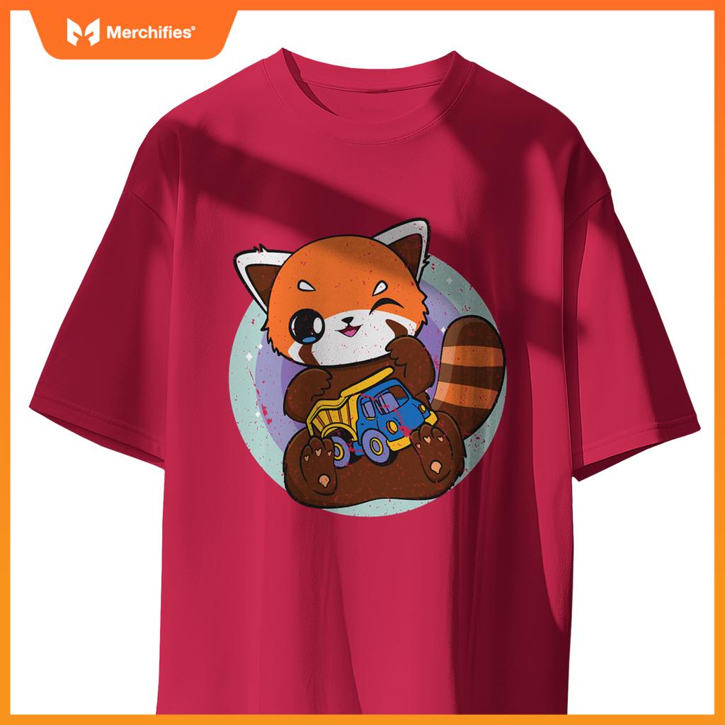 Kawaii Red Panda With Toy Car Truck Cute Chibi Anime Otaku T-Shirt
