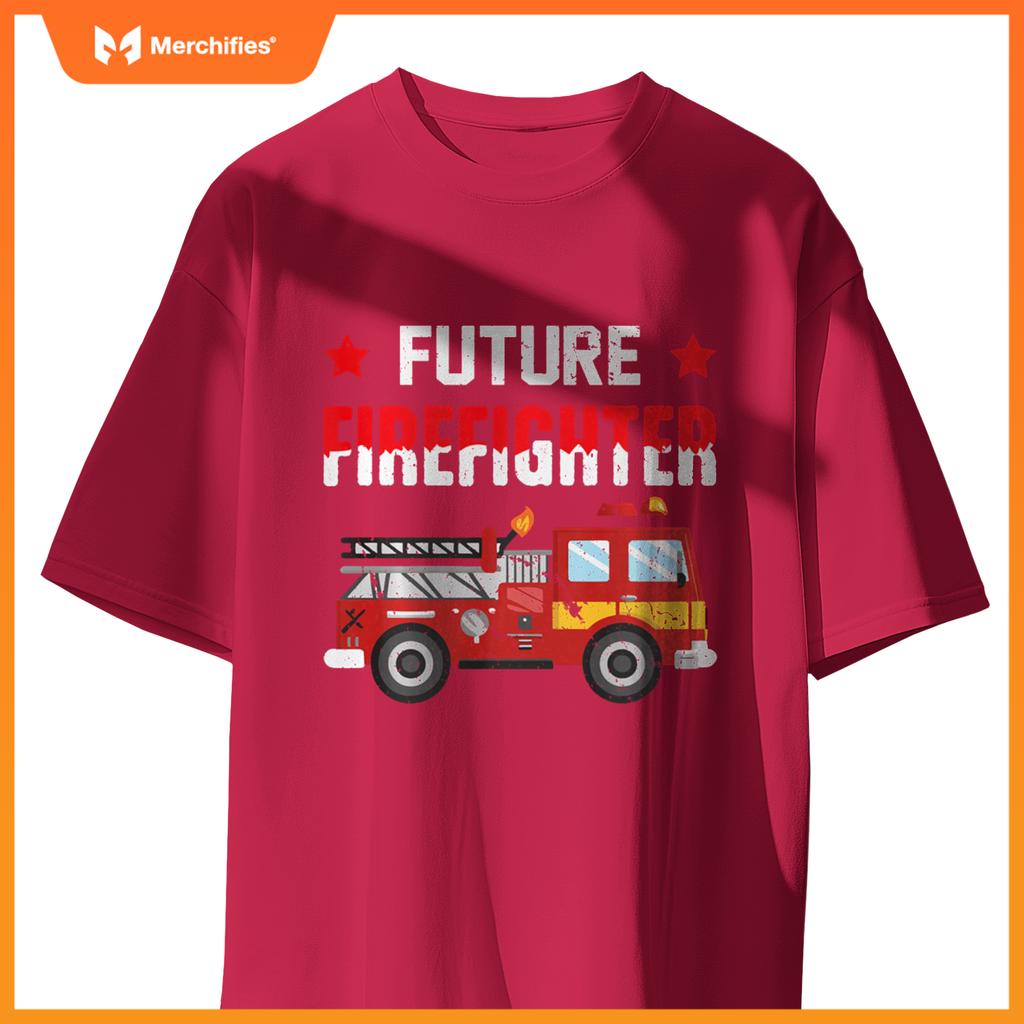 Future Firefighter Fireman Firefighting Boys Kids Fire Truck T-Shirt