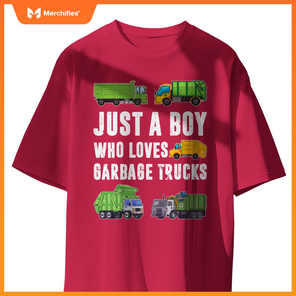 Just A Boy Who Loves Garbage Trucks Kids Toddler Trash Truck T-Shirt