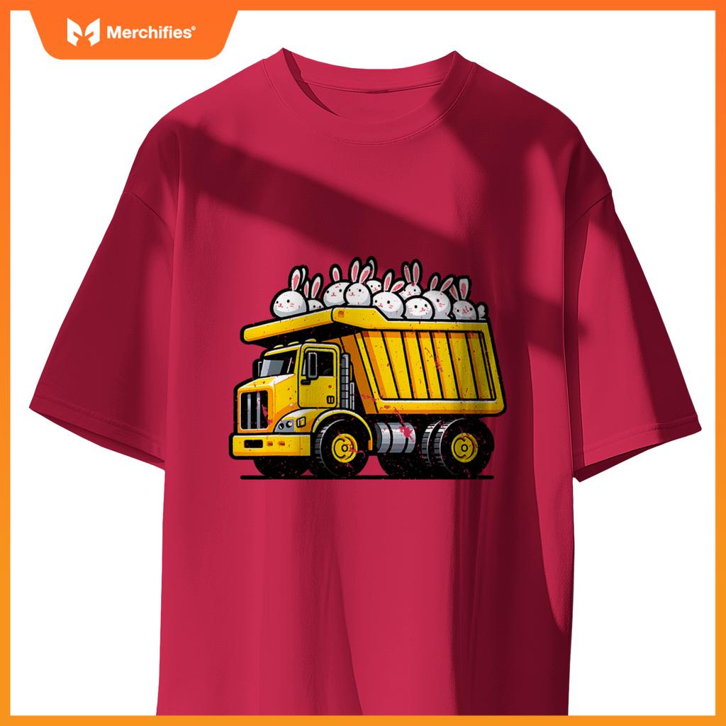 Kids Construction Dump Truck Bunnies Christian Easter Day T-Shirt