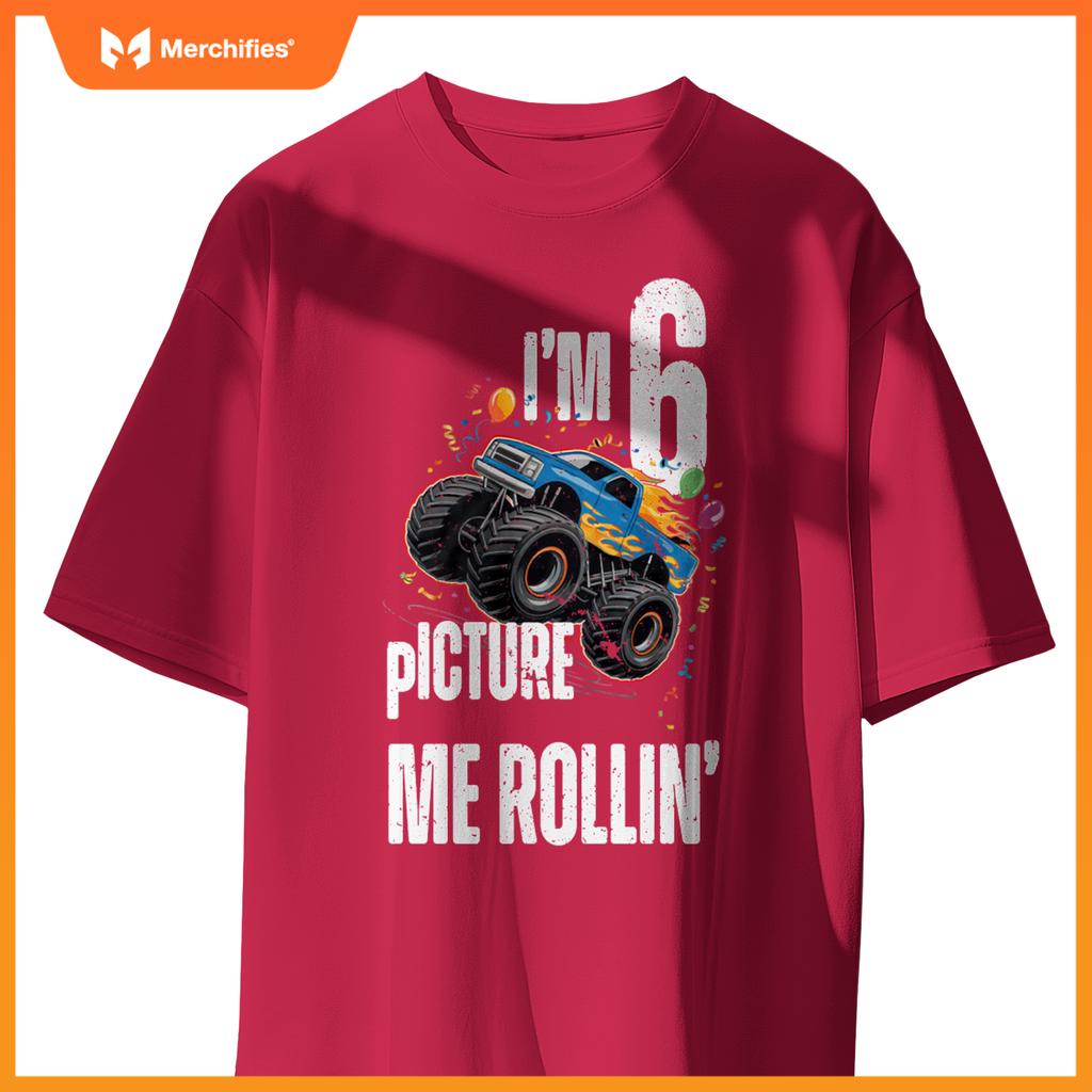 Monster Truck 6 Year Old Toddlers Boy 6th Birthday Party Car T-Shirt