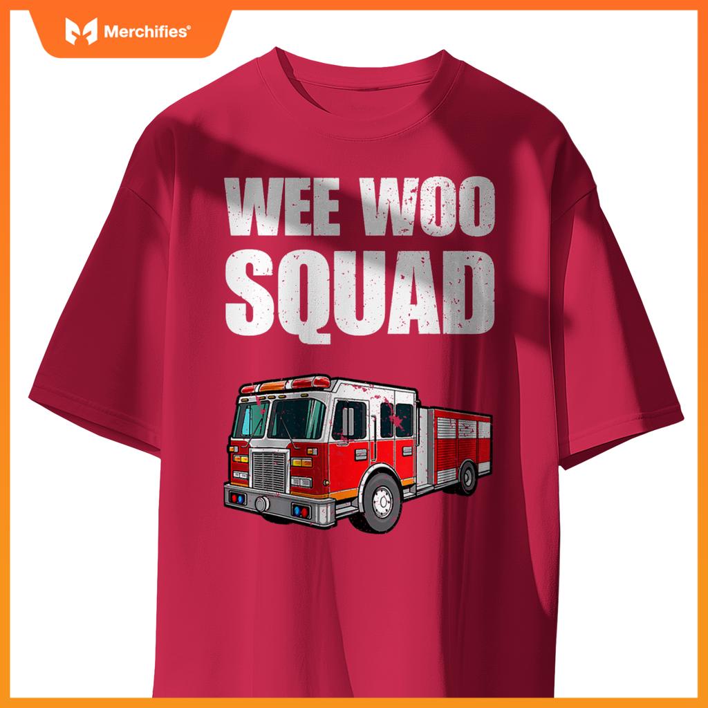 Funny Wee Woo Squad Fire Truck Design for Kids and Adults T-Shirt