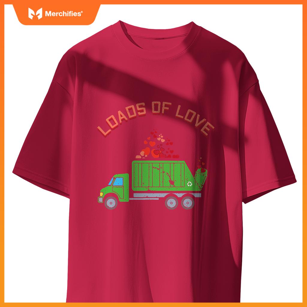 Kids Garbage Truck Hearts Day Happy Valentines T-Shirt