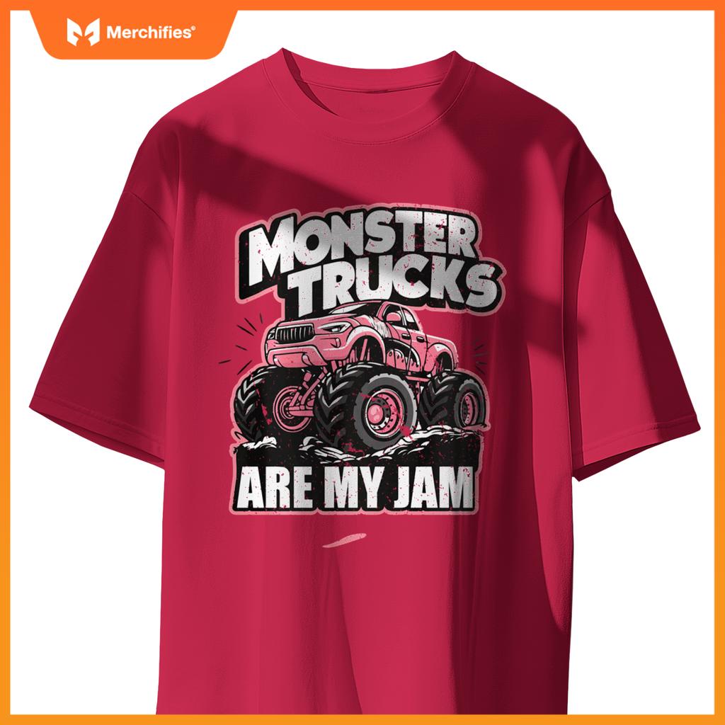 Monster Truck Are My Jam Pink Race Day Outfit For Car Lover T-Shirt