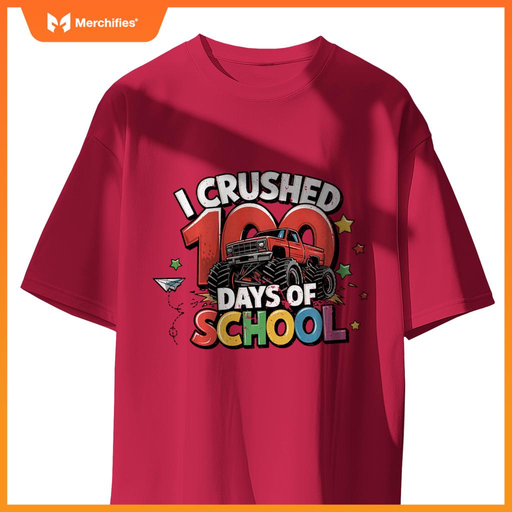 I Crushed 100 Days of School - Fun Monster Truck T-Shirt