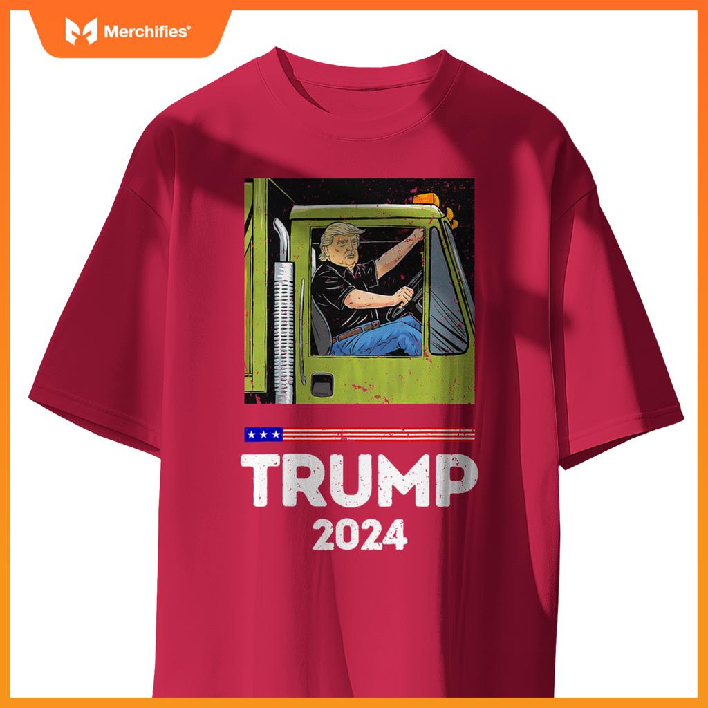 Funny Trump Driving Garbage Truck - Team Garbage T-Shirt