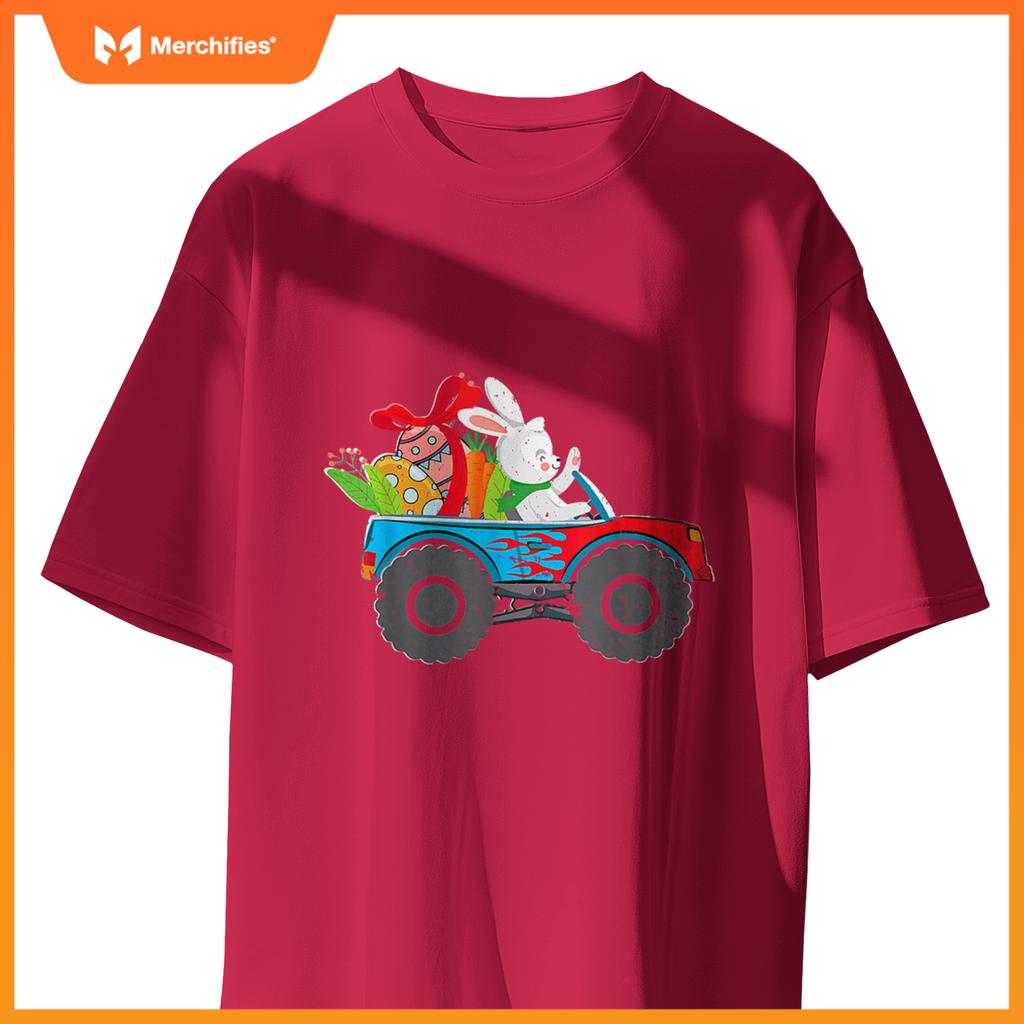 Kids Easter Rabbit Riding Monster Truck  Boys Girls T-Shirt